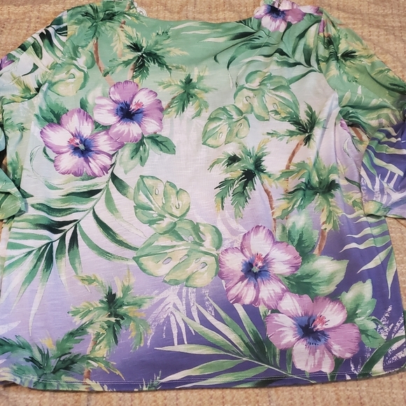 Alfred Dunner Women XL Parrot Tropical Top 3/4 Length Sleeve Hawaiian Beachy - Picture 9 of 10